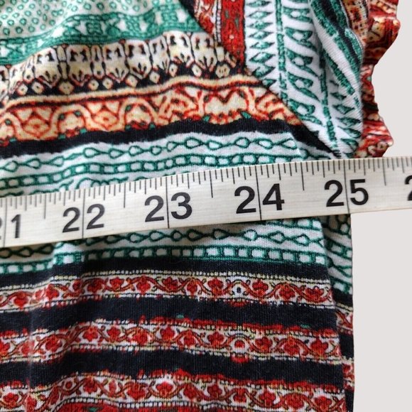 Cato Top Womens 26w Tie Waist Wrap Short Sleeve Aztec Southwestern Soft Stretch - Picture 7 of 13